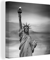 Canvas Schilderij New York - Vrijheidsbeeld - Zwart - Wit - 90x90 cm - Wanddecoratie