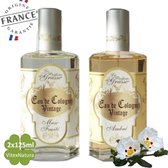 Eau de Colognes Vintage 2x125ml | combinatie FRUITIGE MUSK & AMBER geur | uit Grasse, Zuid Frankrijk.