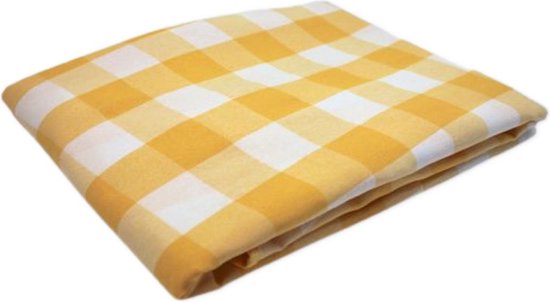 Geruit Tafelkleed Grote ruit geel rond (strijkvrij) - pasen - paasdecoratie -... | bol.com