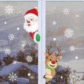 Raamsticker kerst - Herbruikbaar - Kerstman en Rendier - Kunst sneeuwvlokken -  Raamdecoratie kerst - Kerst sticker - Kerst Decoratie - Kerstmis versiering - Kerstraamstickers - Me