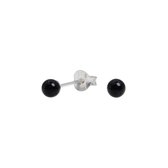 Joy|S - Zilveren 4 mm parel oorbellen - zwart