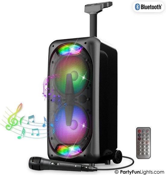 PartyFunLights - Bluetooth XXL Karaoke Set - party speaker - party verlichting - microfoon - afstandsbediening