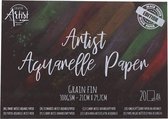 Creative artist | Aquarelpapier | Aquarelblok | Zwart papier | 20 vellen | Met fijne korrel | Aquarelverf | Verven | Tekenen