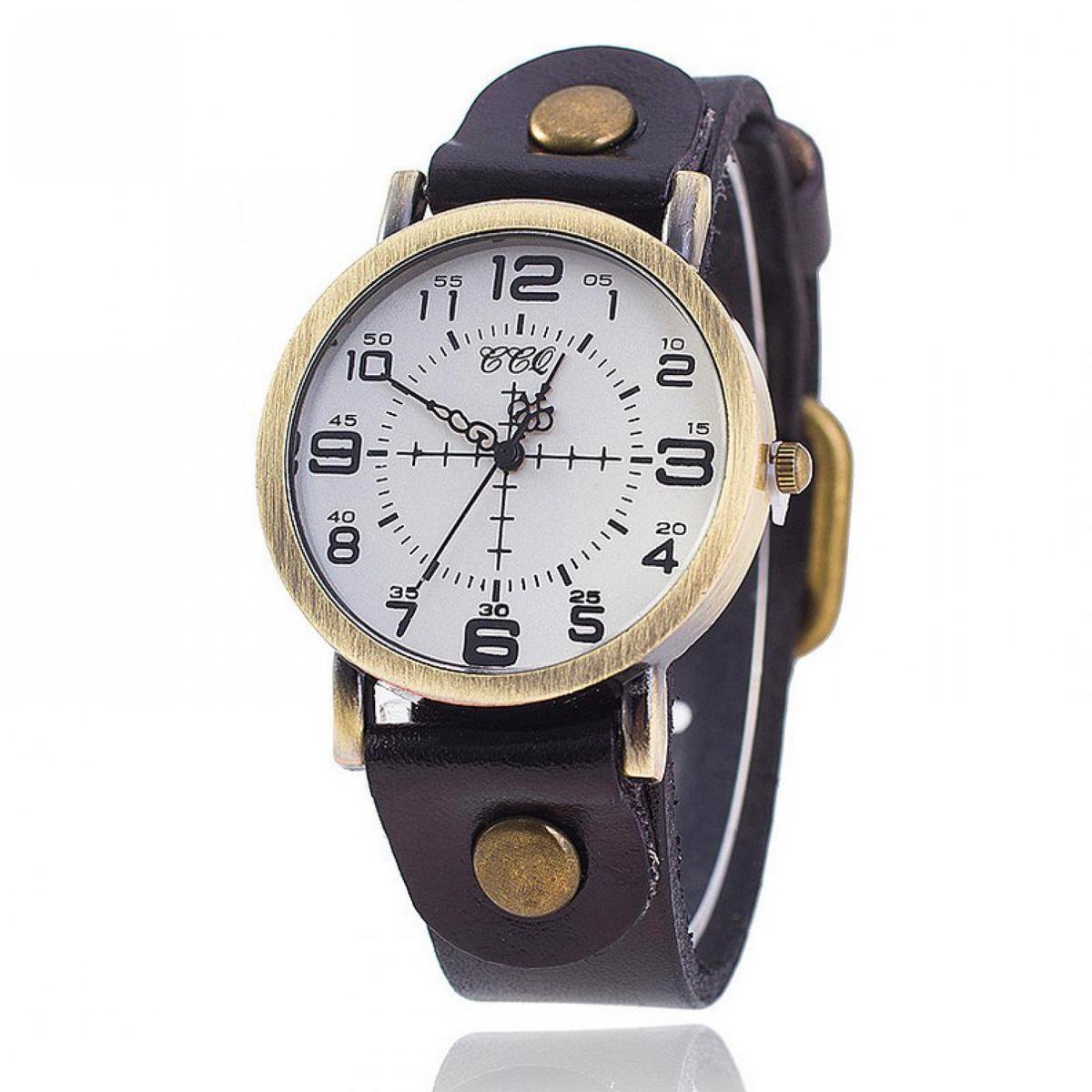 Hidzo Horloge Tijdloos - Ø 35 mm - Zwart - Kunstleer
