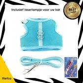 Riefco Kattentuigje met looplijn - Inclusief laserlampje - Blauw - Maat L