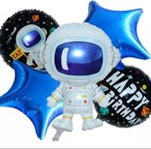 Astronaut-Spacemen-Set(5Stuks)blue-Sterren-Folie-Ballon