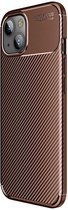 Apple iPhone 13 Hoesje Siliconen Carbon TPU Back Cover Bruin