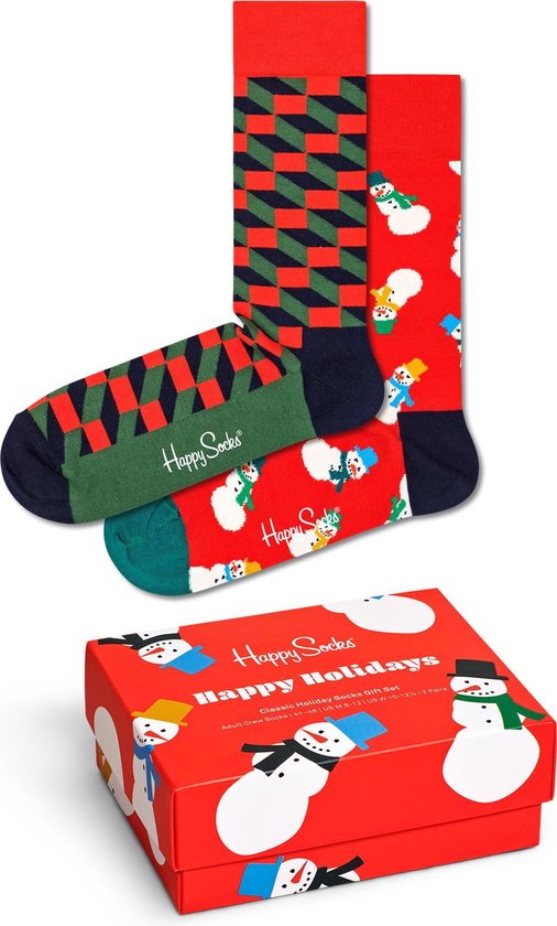 Happy Socks Snowman Socks Gift Set (2-pack) - unisex sokken - sneeuwpoppen - Unisex - Maat: 41 - 46