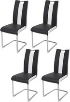 Set van 4 stoelen - Wit en zwart imitatie - L 55 x D 45 x H 99 cm - LEON