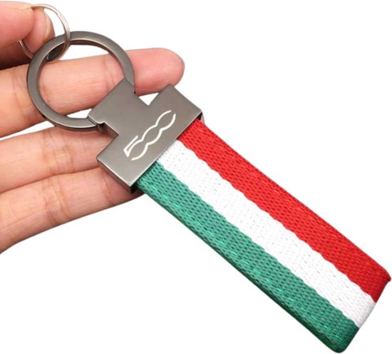 Italiaanse Vlag Sleutelhanger '500' - Mat Antraciet - Past bij oa. Fiat 500  / 500C /... | bol.com