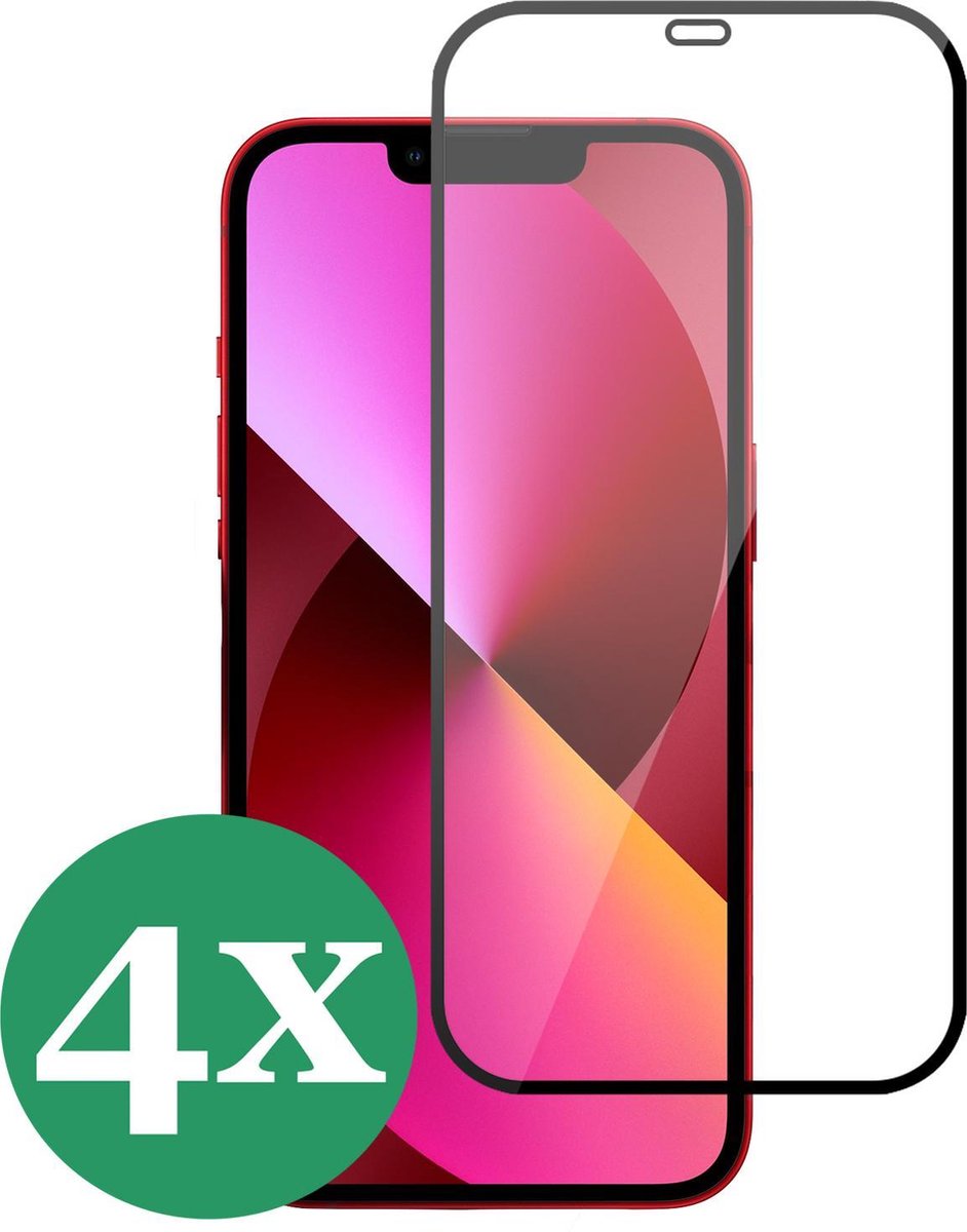 Screenprotector geschikt voor iPhone 13 - Screen Protector Glas Full - 4 Stuks