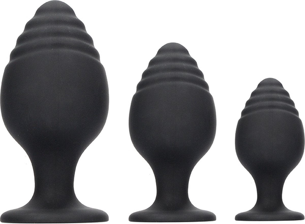 Shots - Ouch! Geribbelde Butt Plug Set black