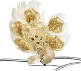 Viv! Christmas Kerstdecoratie vogel - Pauw open staart op clip - goud - 15cm