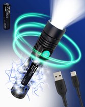 K-NATICS LITE Militaire LED Zaklamp - USB-C Oplaadbaar - 1500 lumen - 2200mAh Batterij - Zoomfunctie - 2 Jaar Garantie!