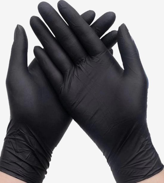 Huishoudhandschoen - 100x Wegwerp Handschoenen - Nitrile - Zwart - Powder...