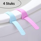 WC Bril Handvat – 4 Stuks – Toiletbril Lifter – Siliconen – Roze – Blauw