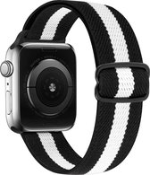Compatible apple watch bandje - By Qubix - Solo Loop Nylon bandje - Zwart / Wit - Geschikt voor Apple Watch 38mm / 40mm / 41mm - Apple watch series 3/4/5/6/7