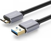 Everytech USB 3.0 male naar USB 3.0 Micro male kabel - Aluminium afwerking - 1,5 Meter - Vergulde connectoren - CE, FC en RoHS gecertificeerd - Zwart en Space-Grijs