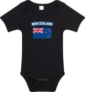 New-Zealand baby rompertje met vlag zwart jongens en meisjes - Kraamcadeau - Babykleding - Nieuw-Zeeland landen romper 80