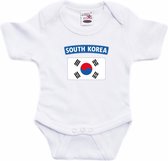 South-Korea baby rompertje met vlag wit jongens en meisjes - Kraamcadeau - Babykleding - Zuid-Korea landen romper 92 (18-24 maanden)
