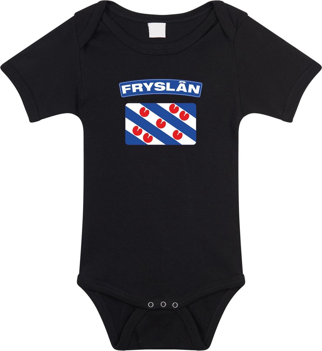 Fryslan baby rompertje met vlag zwart jongens en meisjes - Kraamcadeau - Babykleding - Friesland landen romper 56