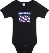 Fryslan baby rompertje met vlag zwart jongens en meisjes - Kraamcadeau - Babykleding - Friesland landen romper 56 (1-2 maanden)