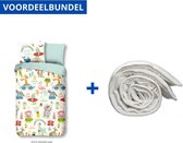 Dekbedovertrek voor Kinderen - Eenpersoons - 140x200/220cm - Inclusief 1 Kussensloop - 100% Versterkt Katoen - Vakantie + Wasbaar Microfiber Dekbed - 140x220cm - Wit