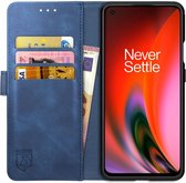 Rosso Element Book Case Wallet Hoesje Geschikt voor OnePlus Nord 2 | Portemonnee | 3 Pasjes | Magneetsluiting | Stand Functie | Blauw