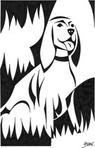 Hond °3: Engelse cockerspaniël - unieke zwart-wit pentekening met lijst (Iban Van der Zeyp)