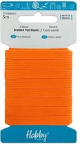 Habby elastiek 10 mm | Plat gevlochten | Oranje | 5 meter | Hobby - Knutselen - Naai elastiek