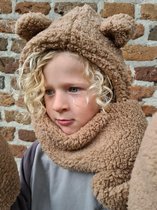 Sjaal muts en wanten -  Set winter sjaal muts en wanten - Kind 4-6 jaar - 3-in 1 - Bruin