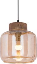 Hanglamp Kubus - Casamia 41018 – Amber met Luchtbellen– 25x30cm - Plafondlamp