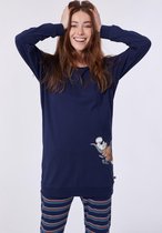 Woody pyjama meisjes - koe - donkerblauw - 212-1-POP-S/885 - maat M