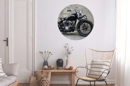 Cercle mural - Aluminium - Moto - Zwart - Vintage - ⌀ 90 cm
