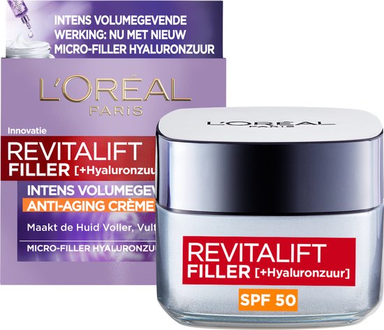 L'Oréal Paris Revitalift Filler Anti-Aging Dagcrème met Hyaluronzuur en SPF  50 - 50ml | bol