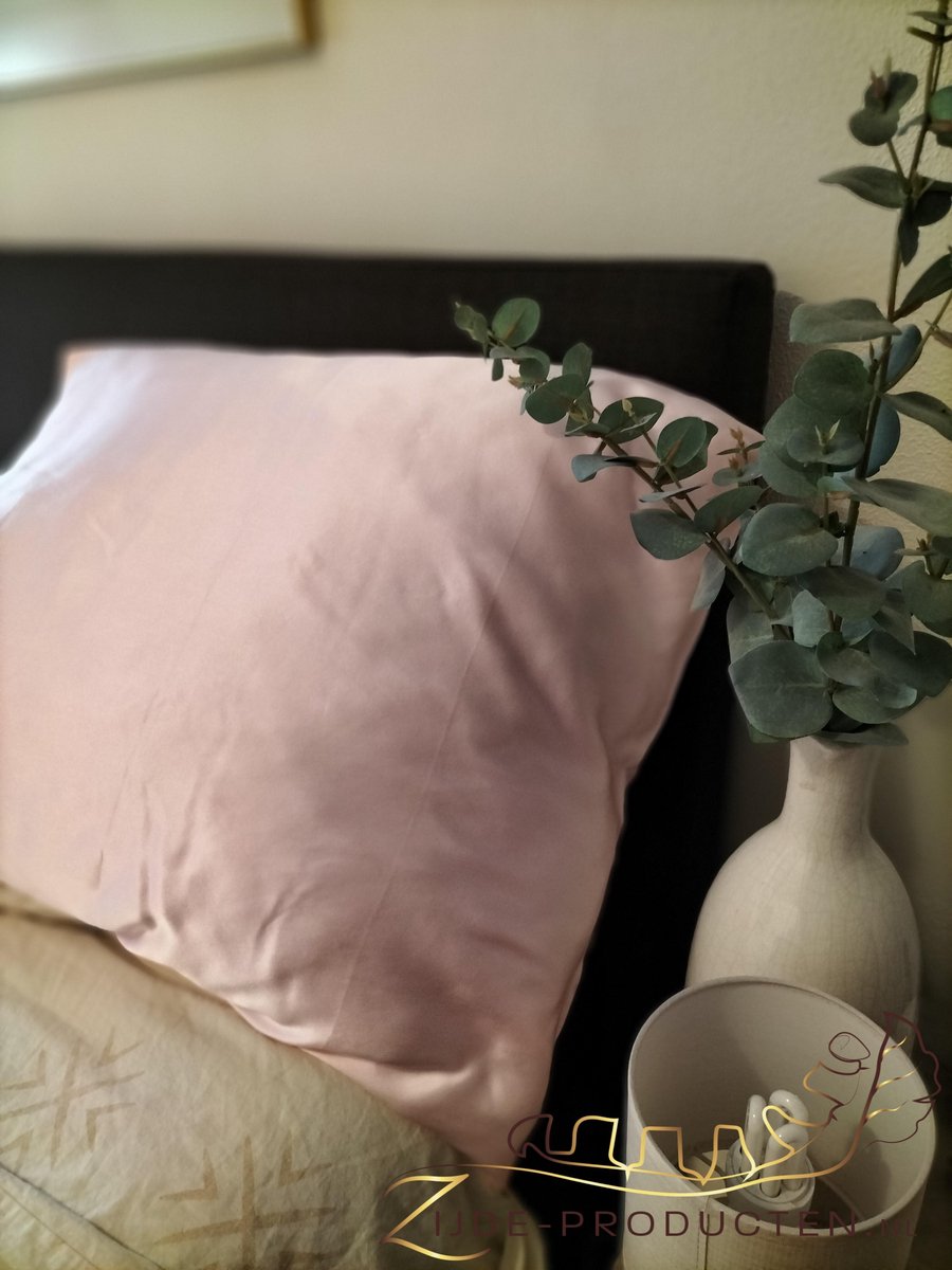 Zijden kussensloop, 100% moerbei zijde, kwaliteit 22 Momme, kleur roze, maat 50x70 cm