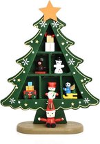 Kerst Decoratie - Houten Kerstboom - Groen - 14 x 18 cm