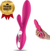 Toyz4Lovers - Luxe Rabbit Vibrator Concave - Roze - Tarzan Vibrator - Vibrators voor vrouwen - Clitoris & G-Spot Stimulator - Dildo - Sex Toys
