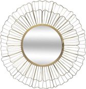 Ronde bloemvormige spiegel van metaal, glas en MDF - Spiegel Ø 30 cm - Ø 67 x Dikte 3,5 cm - Goud - Om aan de muur te hangen