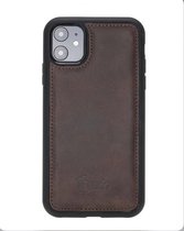 Fredo - IPhone 12 Pro Max 6.7" Leder Case “Reflex" (Vintage Braun) | Echt leer | Beschermhoesje | Hoge kwaliteit
