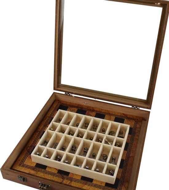 Afbeelding van het spel Houten koffer met schaakbord en stukken