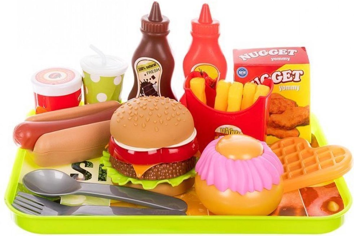 BUYGER Dinette Enfant Hamburger Jouet Aliment Cuisine avec Plateau Frites  Hot-Dogs, Jeu d'imitation 3 4 5 Ans : : Jeux et Jouets