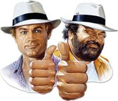 Bud Spencer en Terence Hill. Metalen wandbord in reliëf 40 x 45 cm.