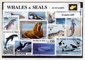 Walvissen & Robben – Luxe postzegel pakket (A6 formaat) : collectie van 25 verschillende postzegels van walvissen & robben – kan als ansichtkaart in een A6 envelop - authentiek cad