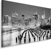 Schilderij - Nacht in New York , Wanddecoratie , Premium print