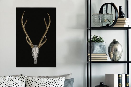 Peinture sur toile Deer - Antlers - Or - 40x60 cm - Décoration murale