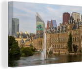 Canvas Schilderij Panorama - Den Haag - Architectuur - 30x20 cm - Wanddecoratie