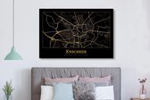 Tableau sur toile Carte - Enschede - Zwart - Or - 180x120 cm - Décoration murale XXL