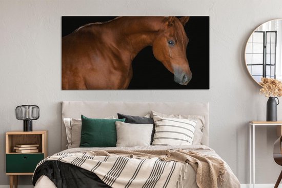 Tableau Toile Cheval - Oeil - Marron - 160x80 cm - Décoration murale