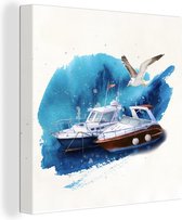 Toile Peinture Bateau - Vogel - Aquarelle - 20x20 cm - Décoration murale